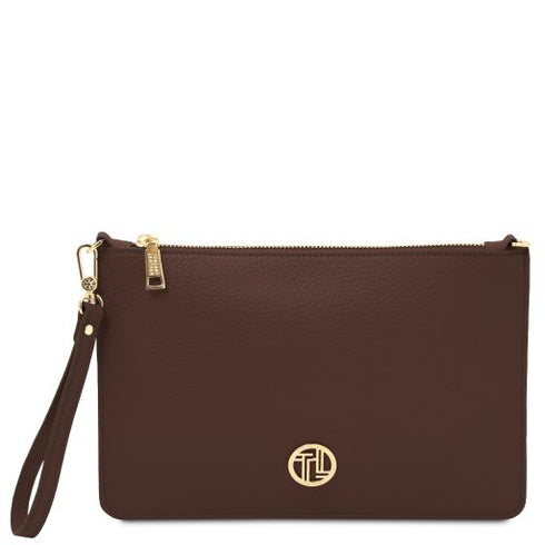 Diva - Leather clutch with chain strap